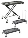 3 black & white pictures of the Worktable-Dolly-Cart. Each picture showing the item as either a worktable - a dolly - or a cart